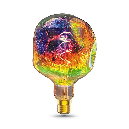 Лампы светодиодные Gauss Black Filament G150 E27 шар цветной 150 мм мощность - 5 Вт, цоколь - E27, световой поток - 250 Лм, цветовая температура - 1800 °К, форма - шарообразная