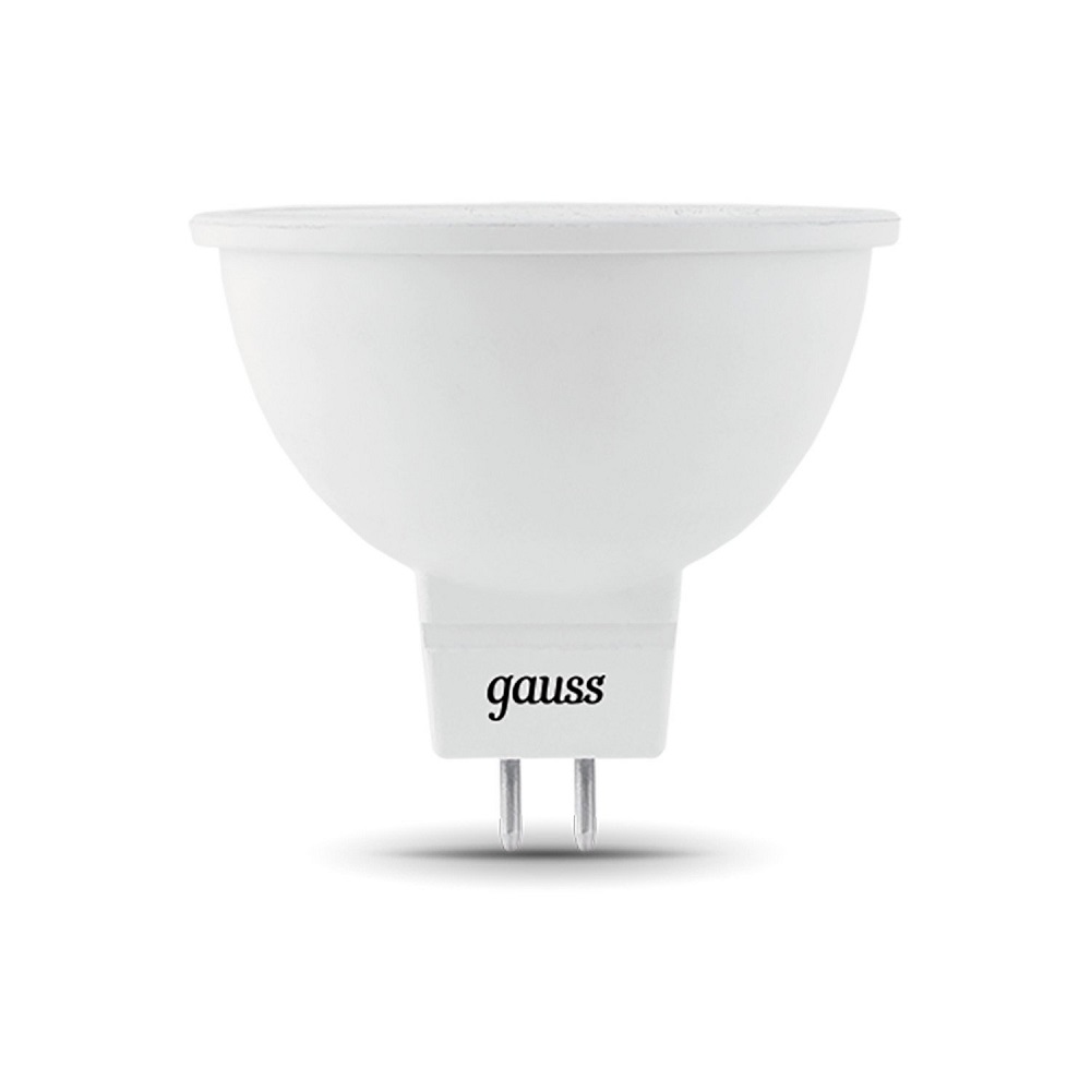 Лампа светодиодная Gauss Black GU5.3 спот MR16 50 мм мощность - 5 Вт, цоколь - GU5.3, световой поток - 530 Лм, цветовая температура - 4100 °К, цвет колбы - белый, цвет свечения - белый, форма - спот