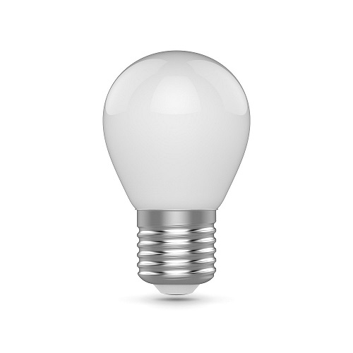 Лампы светодиодные Gauss Basic Filament P45 E27 шар 45 мм мощность - 4.5 Вт, цоколь - E27, световой поток - 380-420 лм, цветовая температура - 2700-4100 °К, форма - шарообразная