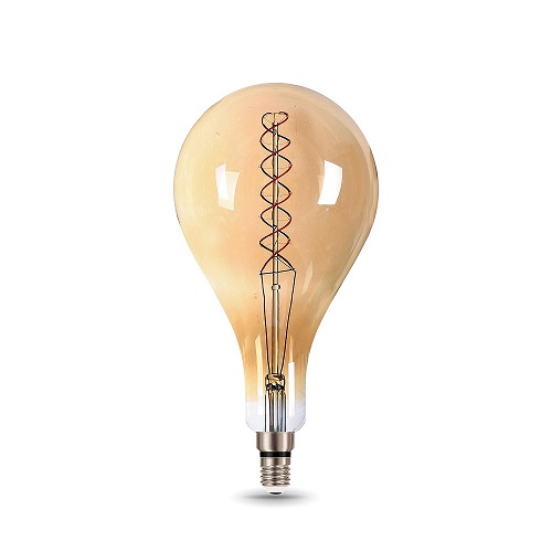 Лампы светодиодные Gauss Black Filament A160 E27 груша золотистая 160 мм мощность - 8 Вт, цоколь - E27, световой поток - 620-780 Лм, цветовая температура - 2400 °К, форма - грушевидная