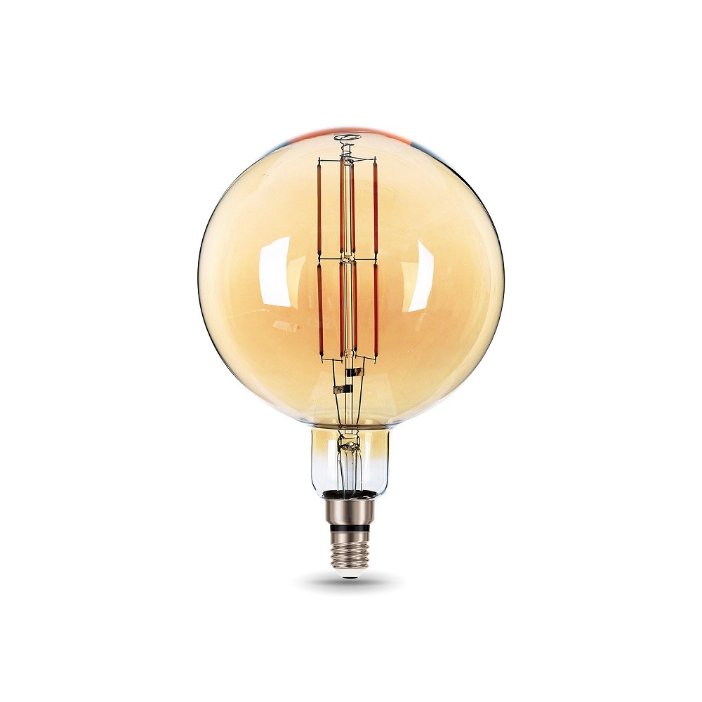 Лампа светодиодная Gauss Black Filament G200 E27 шар 200 мм мощность - 8 Вт, цоколь - E27, световой поток - 780 Лм, цветовая температура - 2400 °К, цвет колбы - желтый, цвет свечения - теплый белый, форма - шарообразная