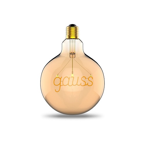 Лампы светодиодные Gauss Black Filament G125 E27 шар 125 мм мощность - 2.5 Вт, цоколь - E27, световой поток - 200 лм, цветовая температура - 2000 °К, форма - шарообразная