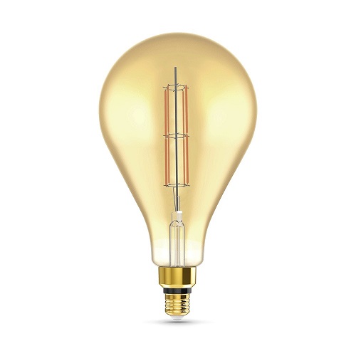 Лампы светодиодные Gauss Black Filament PS160 E27 оригинальная 160 мм мощность - 6 Вт, цоколь - E27, световой поток - 890 Лм, цветовая температура - 2700 °К, форма - оригинальная