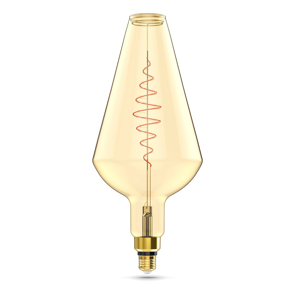 Лампа светодиодная Gauss Black Filament Vase E27 оригинальная 200 мм мощность - 8.5 Вт, цоколь - E27, световой поток - 660 Лм, цветовая температура - 2000 °К, цвет колбы - желтый, цвет свечения - теплый белый, форма - оригинальная