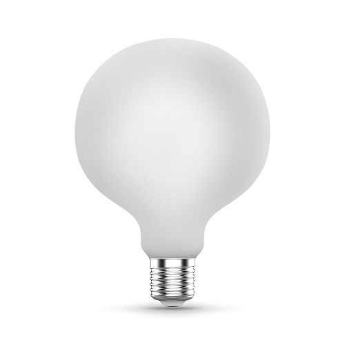 Лампы светодиодные Gauss Black Filament G95 milky E27 шар 95 мм мощность - 10 Вт, цоколь - E27, световой поток - 1070-1100 Лм, цветовая температура - 3000-4100 °К, форма - шарообразная