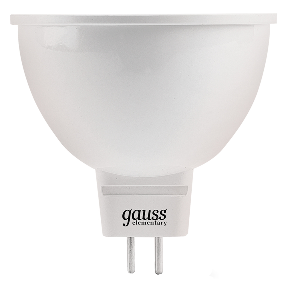 Лампа светодиодная GAUSS Elementary MR16 50 мм мощность - 5.5 Вт, цоколь - GU5.3, световой поток - 470 Лм, цветовая температура - 6500 °К, цвет свечения - холодный, форма - софит
