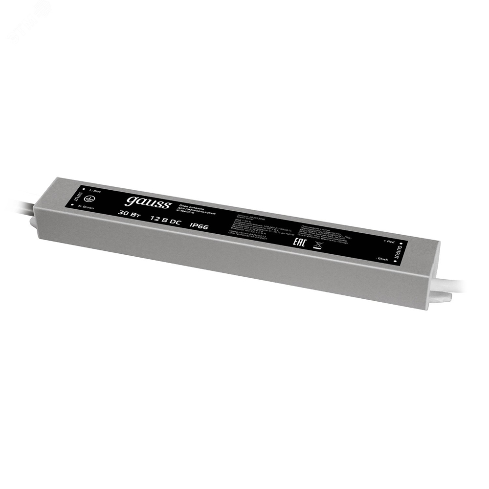 Блок питания Gauss Black Driver 12В IP66 40 Вт для светодиодной ленты, герметичный
