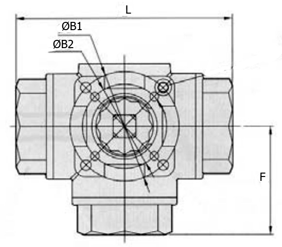 Кран шаровой трехходовой Genebre 2041 05 Ду20 Ру63, тип T, стандартнопроходной, резьбовой с электроприводом DN.ru ST-005 220В (0-270°)
