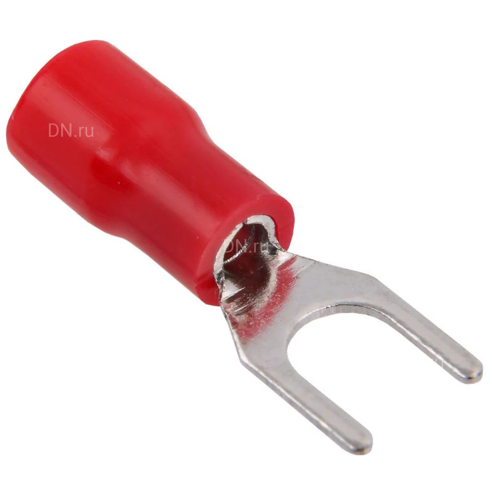 Наконечник вилочный GENERICA НВИ 1.25-4, изолированный, сечение 0.5-1.5мм2, диаметр кольца 4.3мм, материал - латунь, упаковка 100шт, цвет - красный UNL10-D15-4-4-G
