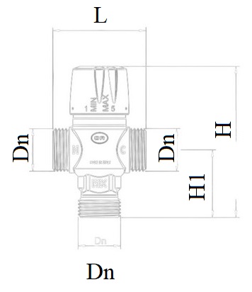 Клапан термостатический OR 0518.0 3/4″ Ду20 Ру10 смесительный, ручное регулирование, наружная резьба, корпус - латунь