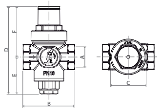 Чертеж Регулятор давления бытовой Giacomini R153C Ду15 Ру23 муфтовый поршневой