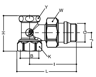 Клапан запорный для радиатора Giacomini R16D2 3/4″ Ду20 Ру16 ВР угловой