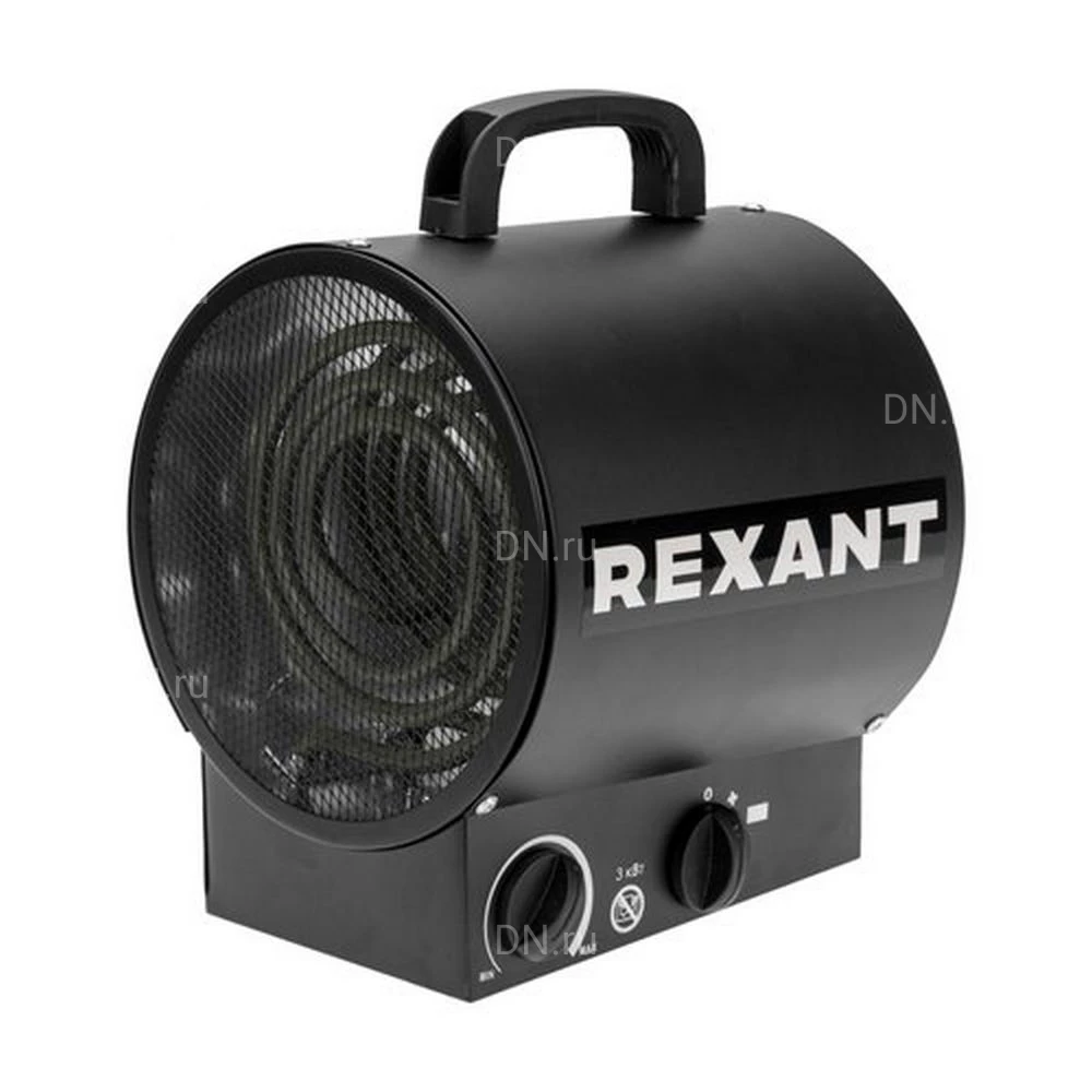 Тепловая пушка REXANT 60-0037 электрическая, производительность - 220м3/ч, мощность - 3кВт, площадь -  30м2, 220В