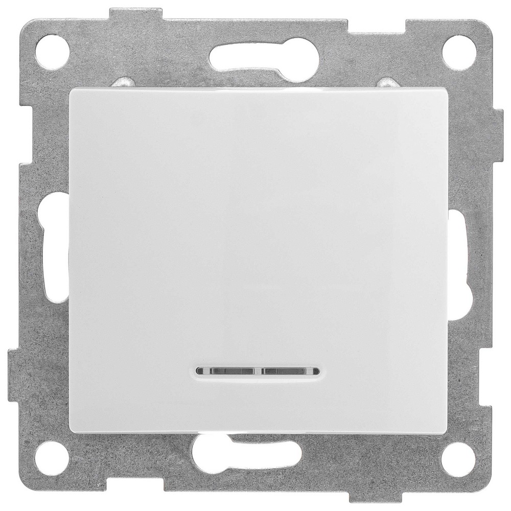 Выключатель одноклавишный GUSI ELECTRIC Bravo скрытой установки с индикацией, номинальный ток - 10 А, степень защиты IP20, механизм, цвет - серебро