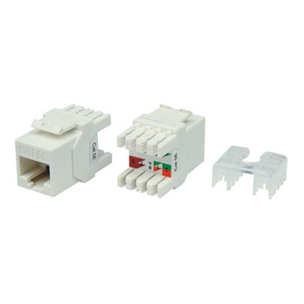 Вставка Hyperline Keystone Jack KJ8-8P8C-C5e-180-WH RJ45(8P8C), категория 5e, неэкранированная, тип 180°, цвет - белый