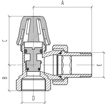 Клапан запорный для радиатора Icma 805 3/4″ Ду20 Ру10 ВР угловой
