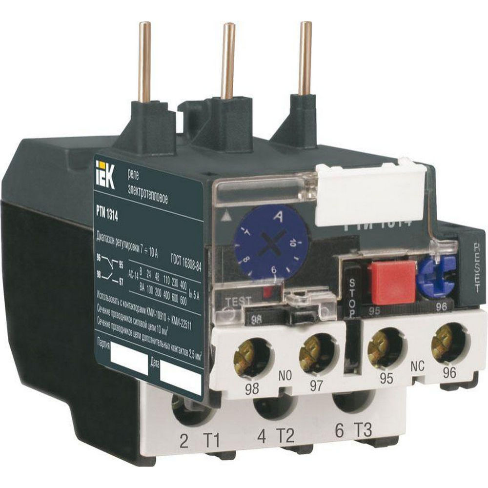 Реле электротепловое IEK РТИ-1305 габарит 1, номинальный ток - 0.63-1 А, номинальное напряжение - 660 В, климатическое исполнение - У3, IP20