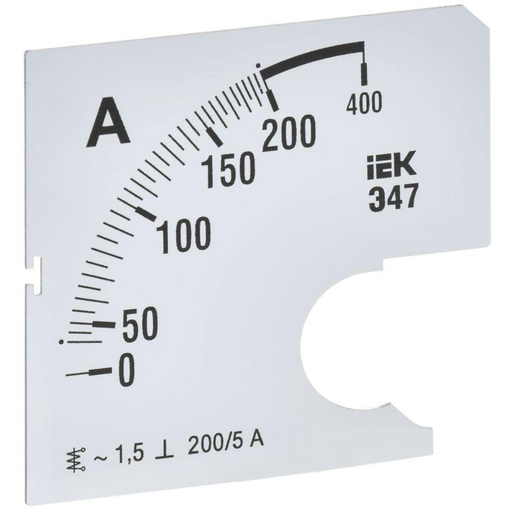 Шкала сменная IEK 200/5А-1.5 для амперметра Э47, размер - 72х72 мм