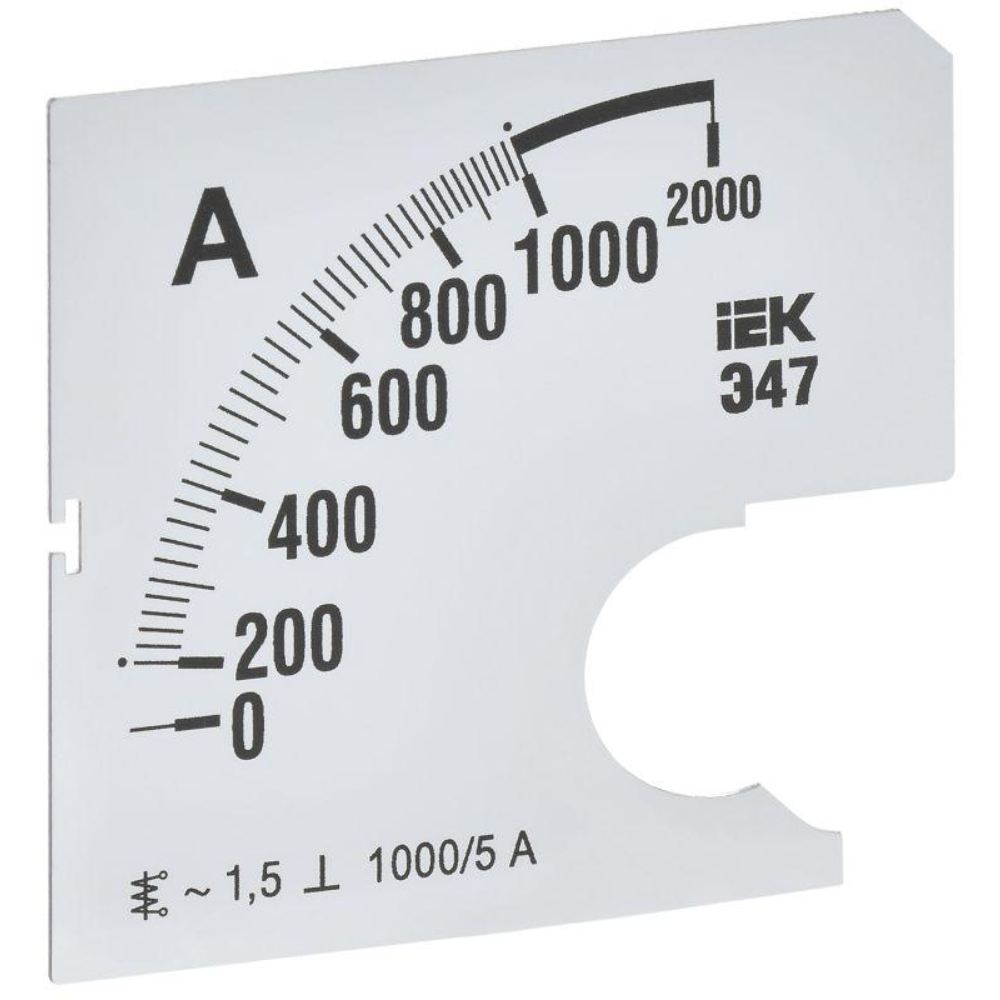 Шкала сменная IEK 1000/5А-1.5 для амперметра Э47, размер - 72х72 мм