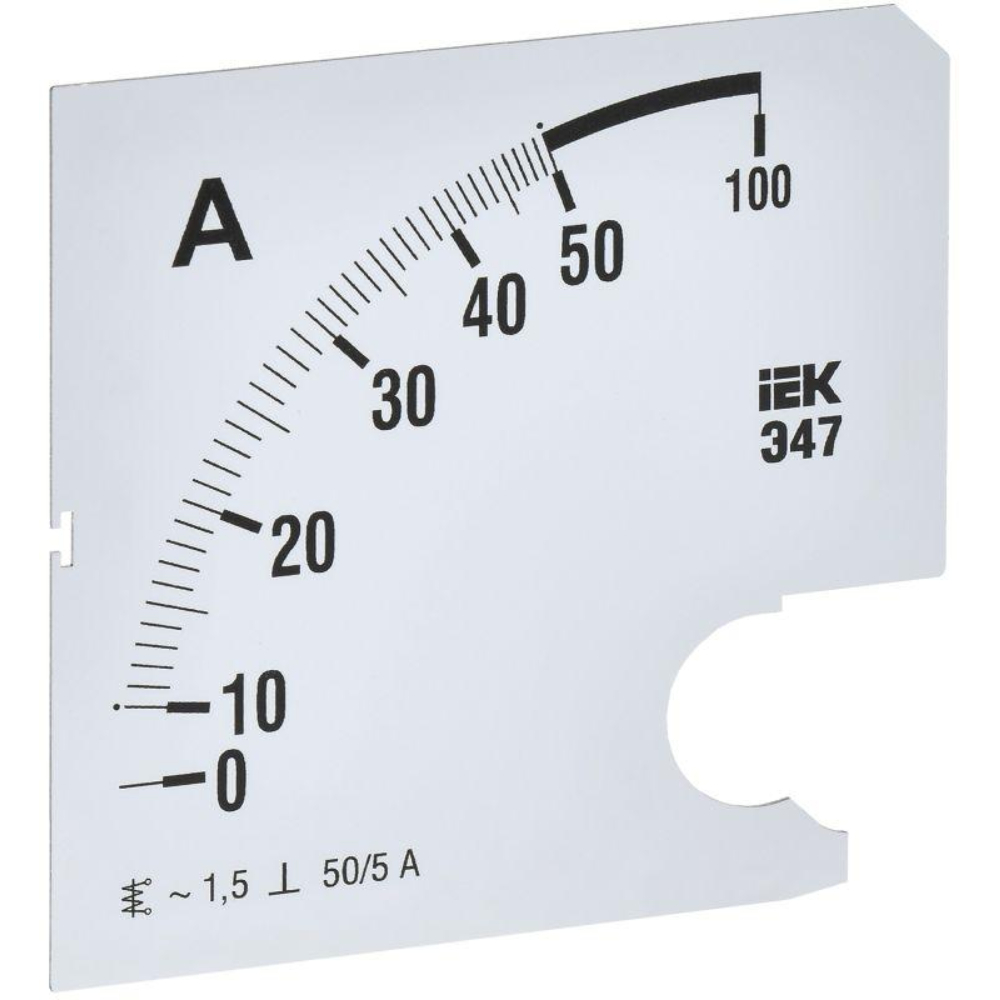 Шкала сменная IEK 50/5А-1.5 для амперметра Э47, размер - 96х96 мм