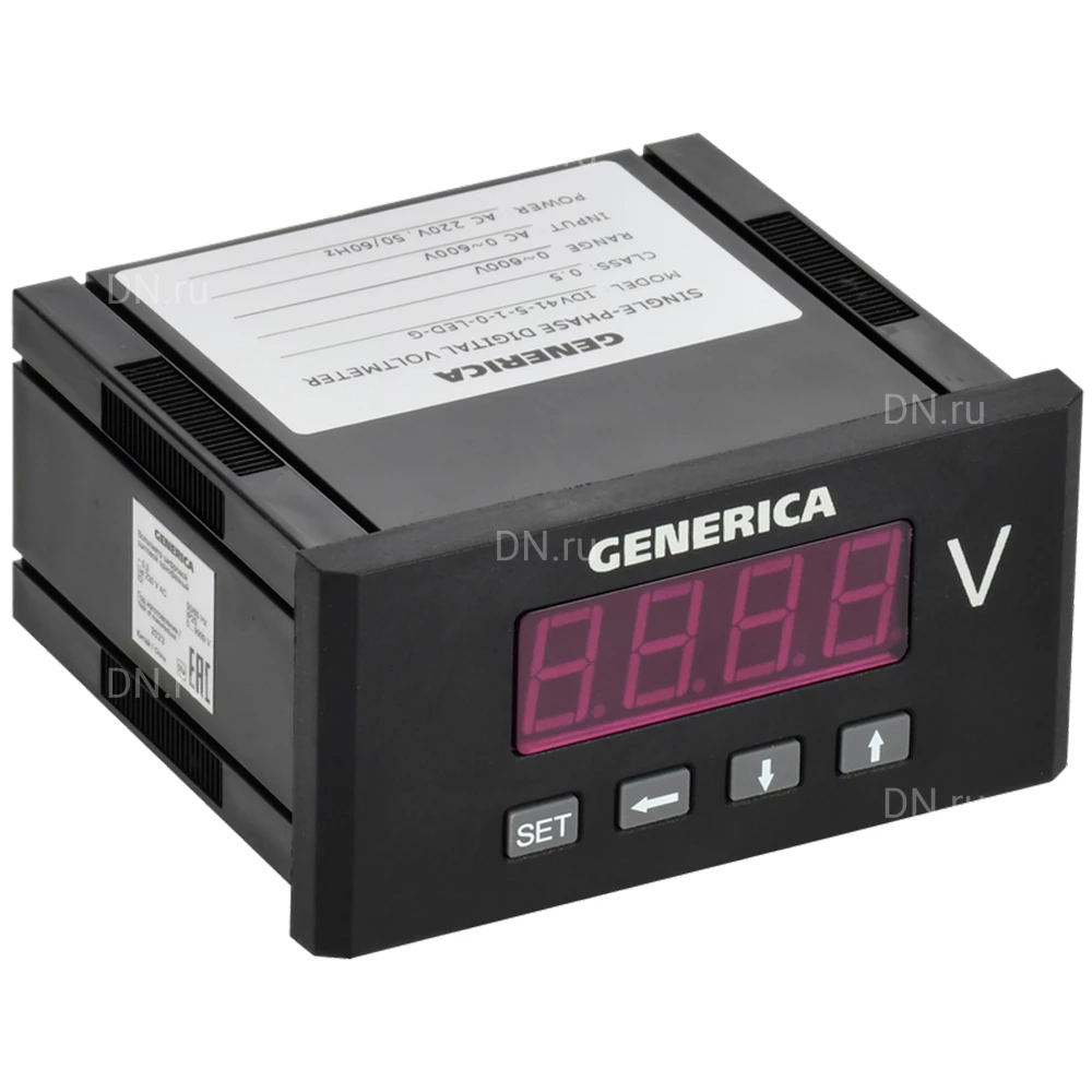 Вольтметр цифровой GENERICA VD41 щитовой, однофазный, размер - 48х96мм IDV41-5-1-0-LED-G