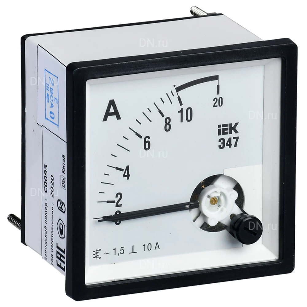 Амперметр IEK Э47 10А, класс точности 1.5, диапазон измерений - 0-10А, размер - 72х72мм IPA10-6-0010-E