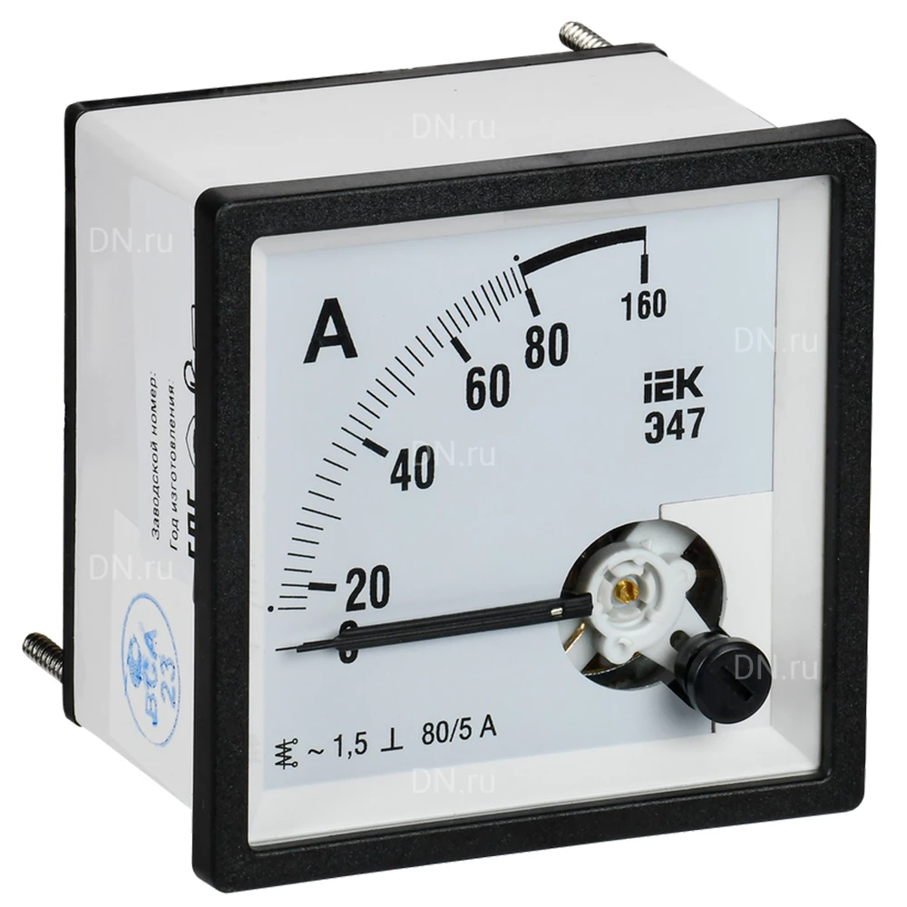 Амперметр IEK Э47 40/5А, класс точности 1.5, диапазон измерений - 0-40А, размер - 72х72мм IPA10-6-0040-E
