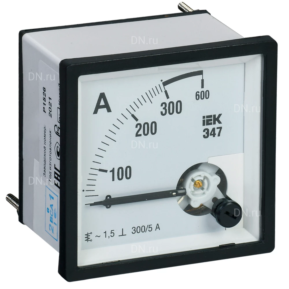 Амперметр IEK Э47 300/5А, класс точности 1.5, диапазон измерений - 0-300А, размер - 96х96мм IPA20-6-0300-E