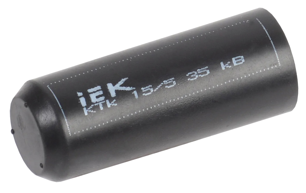 Капа термоусаживаемая IEK КТк внутренний диаметр до/после усадки 15/5 мм, напряжение 35кВ, с внутренним клеевым слоем цвет черный