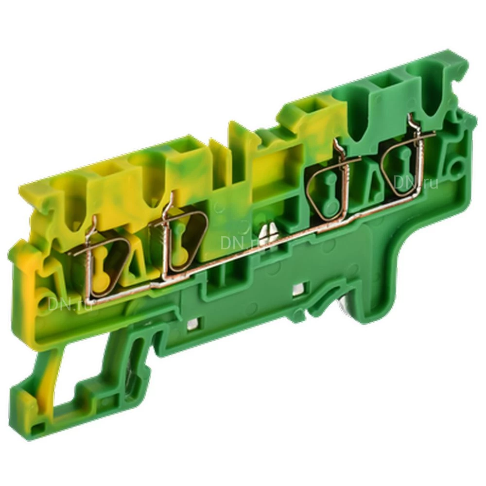 Колодка клеммная IEK ARMAFIX CX 2.5-4 PE 2.5мм2 4-контактная заземляющая, пружинная, диапазон сечений - 0.2-2.5мм2, цвет - желто-зеленый AF-CT41-00-4-K52-002