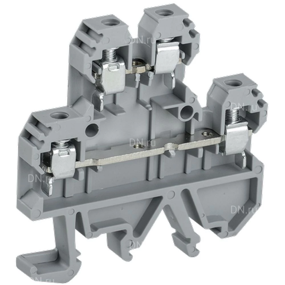 Клемма винтовая IEK КВИ-4-2L 4мм2 двухуровневая, диапазон сечений - 1-4.0мм2, цвет - серый, упаковка - 50шт YZN30-004D-K03