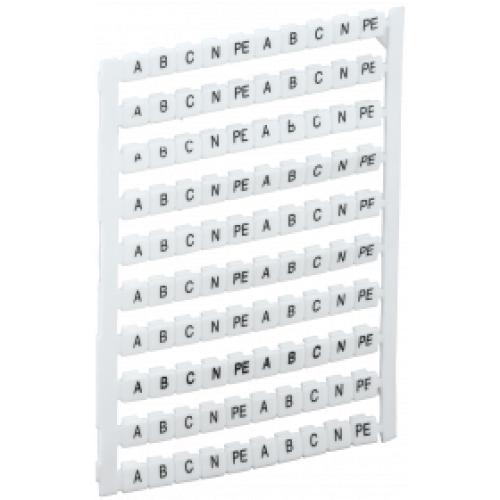 Маркеры IEK для КВИ-4/16мм², материал корпуса - пластик, с символами A, B, C, N, PE, цвет - белый