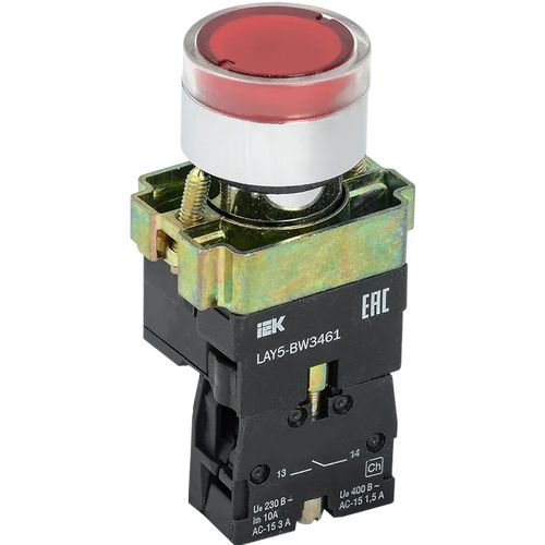Кнопки управления IEK BW3461 Ду22 1з AC/DC c подсветкой, красные