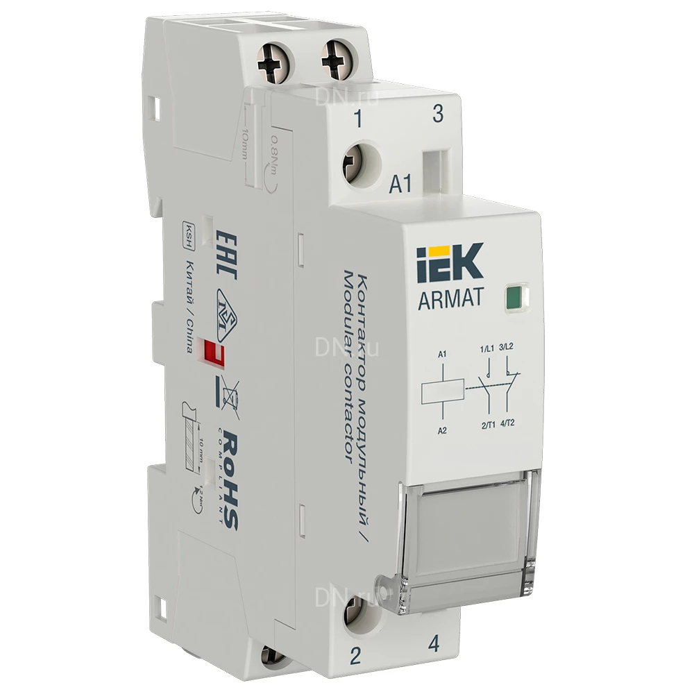 Контактор модульный IEK KMR номинальный ток - 20А 1НО 1НЗ, катушка управления - 230В AC AR-KMR10-020-11-230