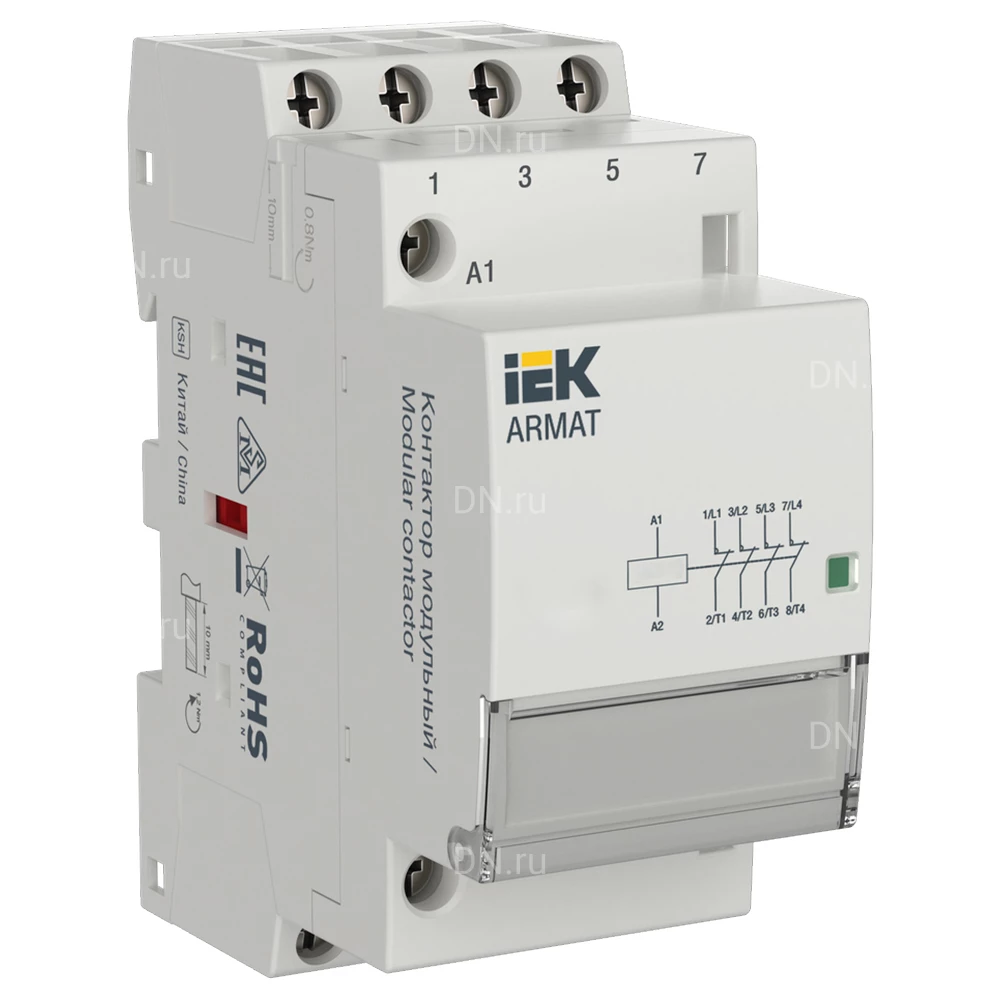 Контактор модульный IEK KMR номинальный ток - 25А 4НЗ, катушка управления - 230В AC AR-KMR10-025-04-230