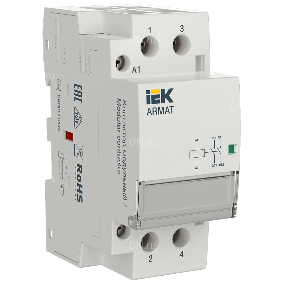 Контактор модульный IEK KMR номинальный ток - 40А 2НО, катушка управления - 230В AC AR-KMR10-040-20-230