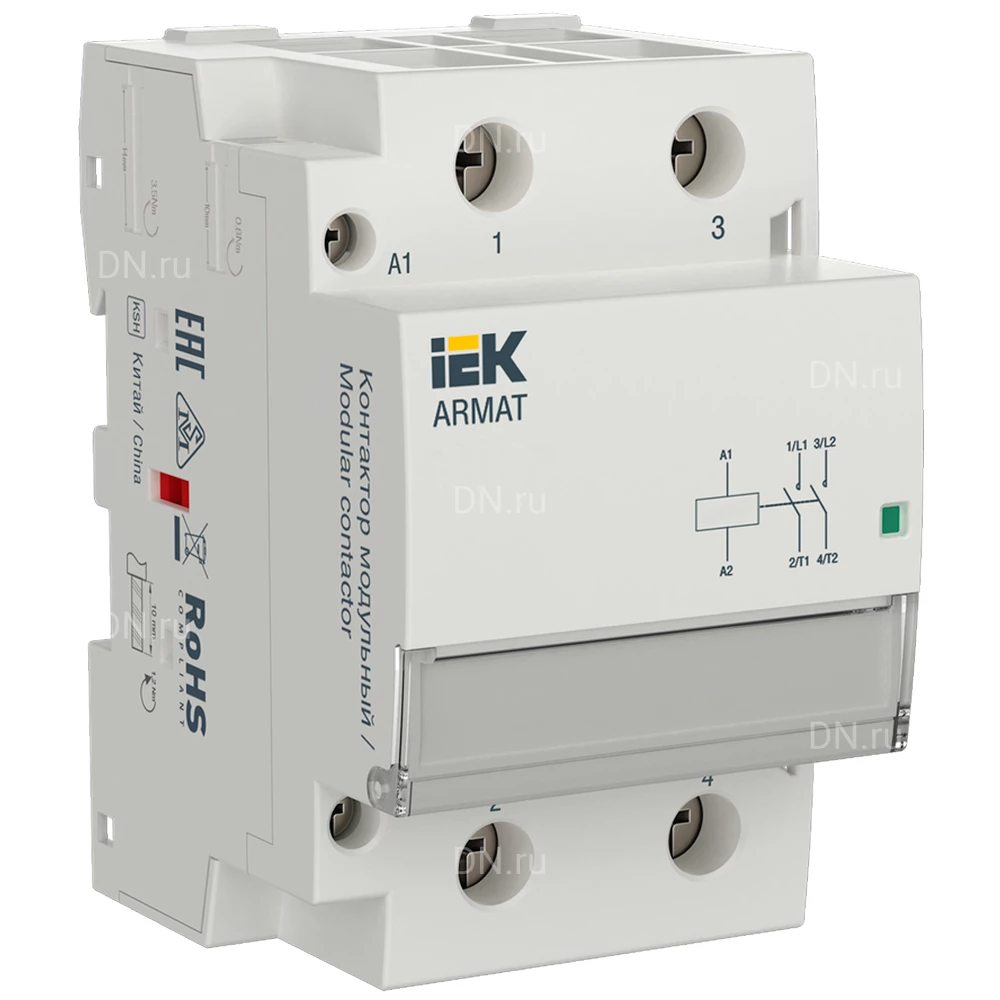 Контактор модульный IEK KMR номинальный ток - 100А 2НО, катушка управления - 230В AC AR-KMR10-100-20-230