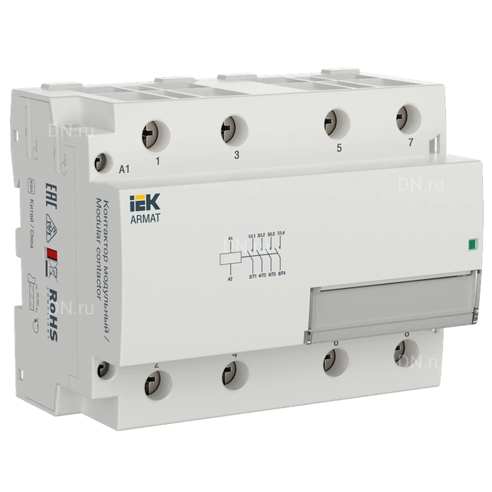 Контактор модульный IEK KMR номинальный ток - 100А 4НО, катушка управления - 230В AC AR-KMR10-100-40-230
