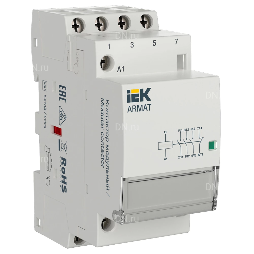 Контактор модульный IEK KMR номинальный ток - 25А 4НЗ, катушка управления - 24В AC/DC AR-KMR20-025-04-024