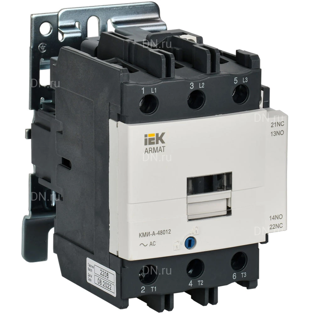 Контактор трехполюсный IEK ARMAT КМИ-А-48012 1NO 1 NC, номинальный ток - 80А, номинальное напряжение - 110В AR-ACC-41-080-110-11