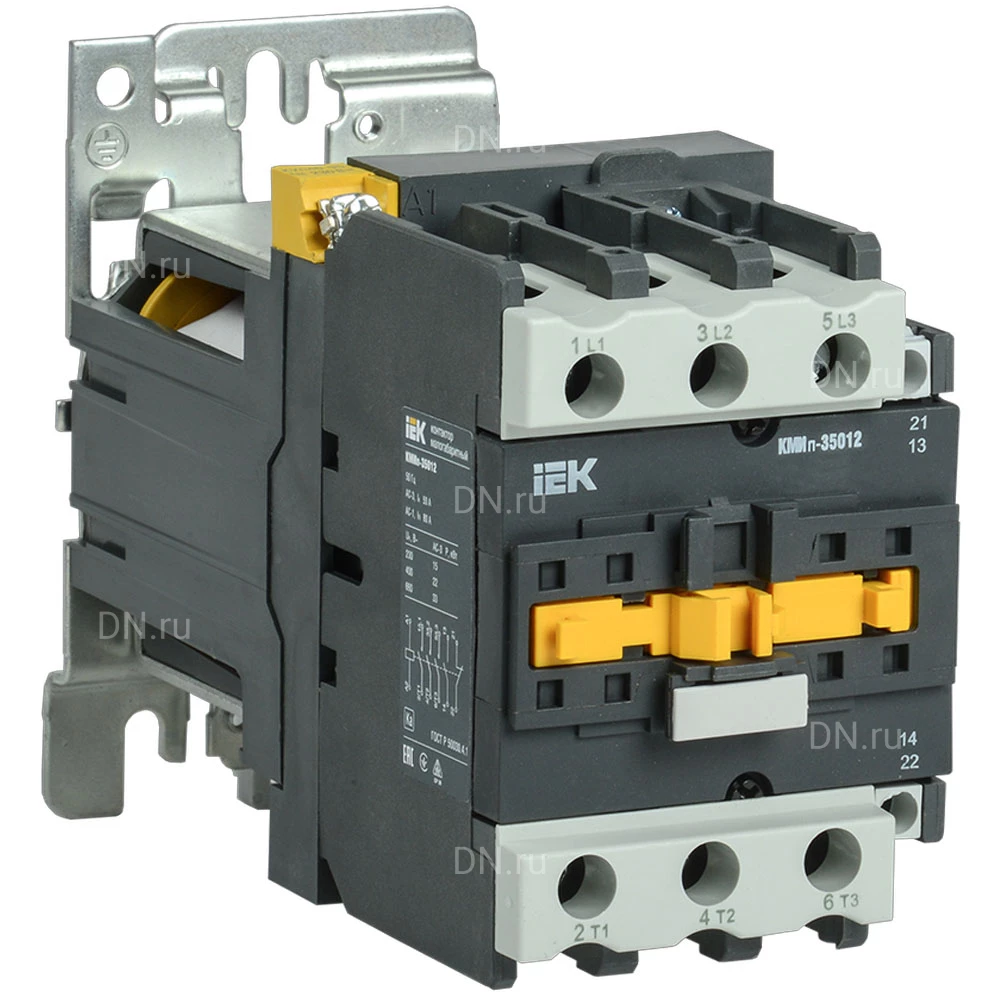 Контактор трехполюсный IEK КМИп-35012 1NO 1NC, номинальный ток - 50А, номинальное напряжение - 24В KMD31-050-024-11