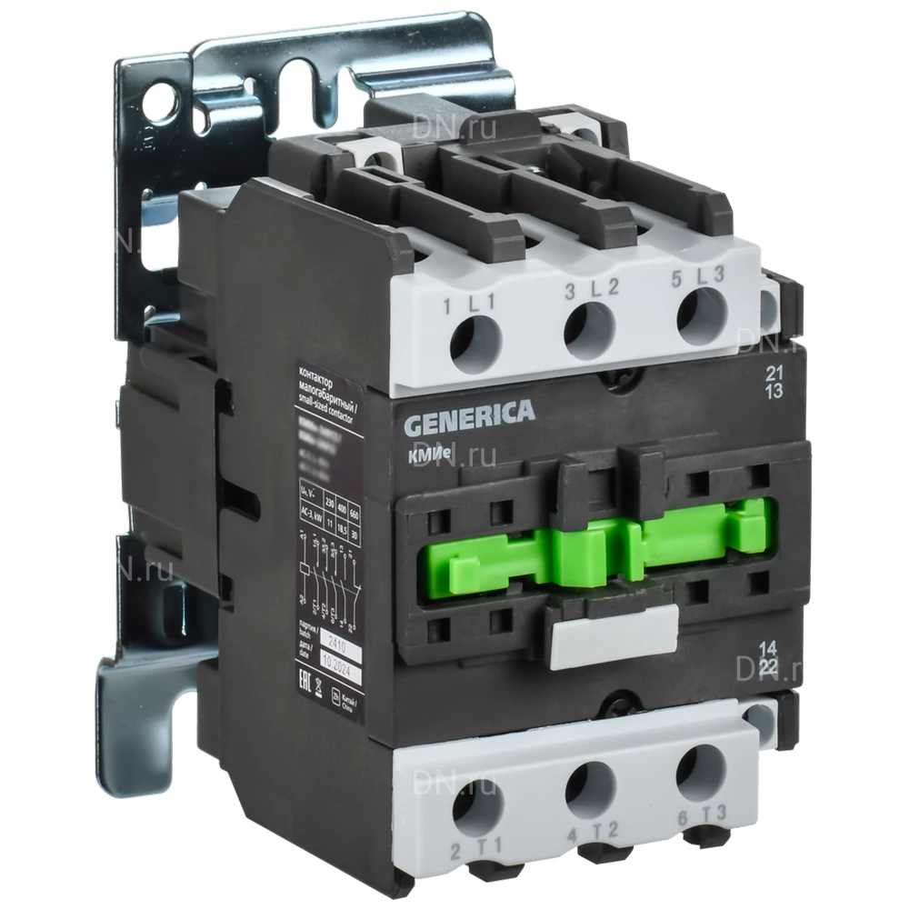 Контактор GENERICA КМИе-35012 малогабаритный, рабочий ток 50А, катушка управления 110В, 1НО+1НЗ KKME31-050-110-11