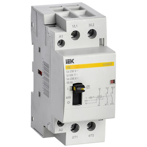 Контакторы модульные IEK KARAT КМ-МР с ручным управлением, рабочий ток 20-63А, катушка управления 230В
