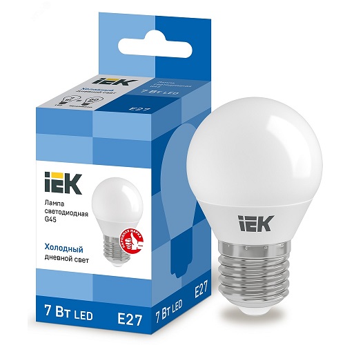 Лампы светодиодные IEK LLE-G45 7-9 Вт, цоколь - E14-E27, световой поток - 630-810 Лм,  цветовая температура - 3000-6500 К,  форма - шарообразная