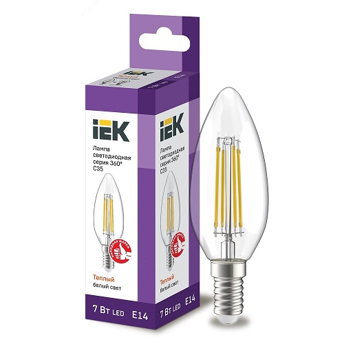 Лампы светодиодные IEK LLF-C35 7 Вт, 230 В, цоколь - E14-E27, световой поток - 840 Лм, цветовая температура - 2700-4000 К, форма - свеча