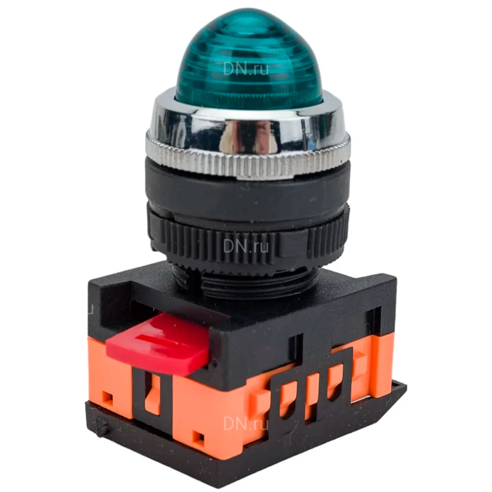 Лампа сигнальная GENERICA AL-22 диаметр отверстия - 22мм, неон 240В, IP40, цвет - зеленый BLS20-AL-K06