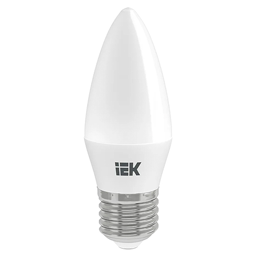 Лампы светодиодные IEK LLE-C35-230V 37 мм мощность - 5-7 Вт, цоколь - E14, световой поток - 450-630 лм, цветовая температура - 3000-4000 K, форма - свеча