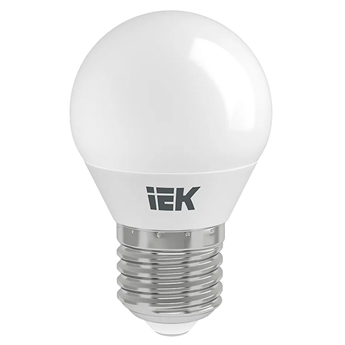 Лампы светодиодные IEK LLE-G45-27-230V 45 мм мощность - 5-7 Вт, цоколь - E27, световой поток - 450-630 лм, цветовая температура - 3000-4000 K, форма - шар