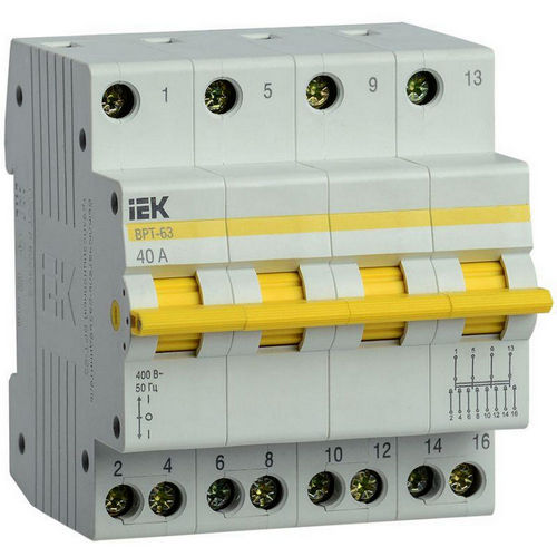 Выключатели-разъединители IEK ВРТ-63 4P 40-63 А трехпозиционные, четырехполюсные, напряжение 400 В