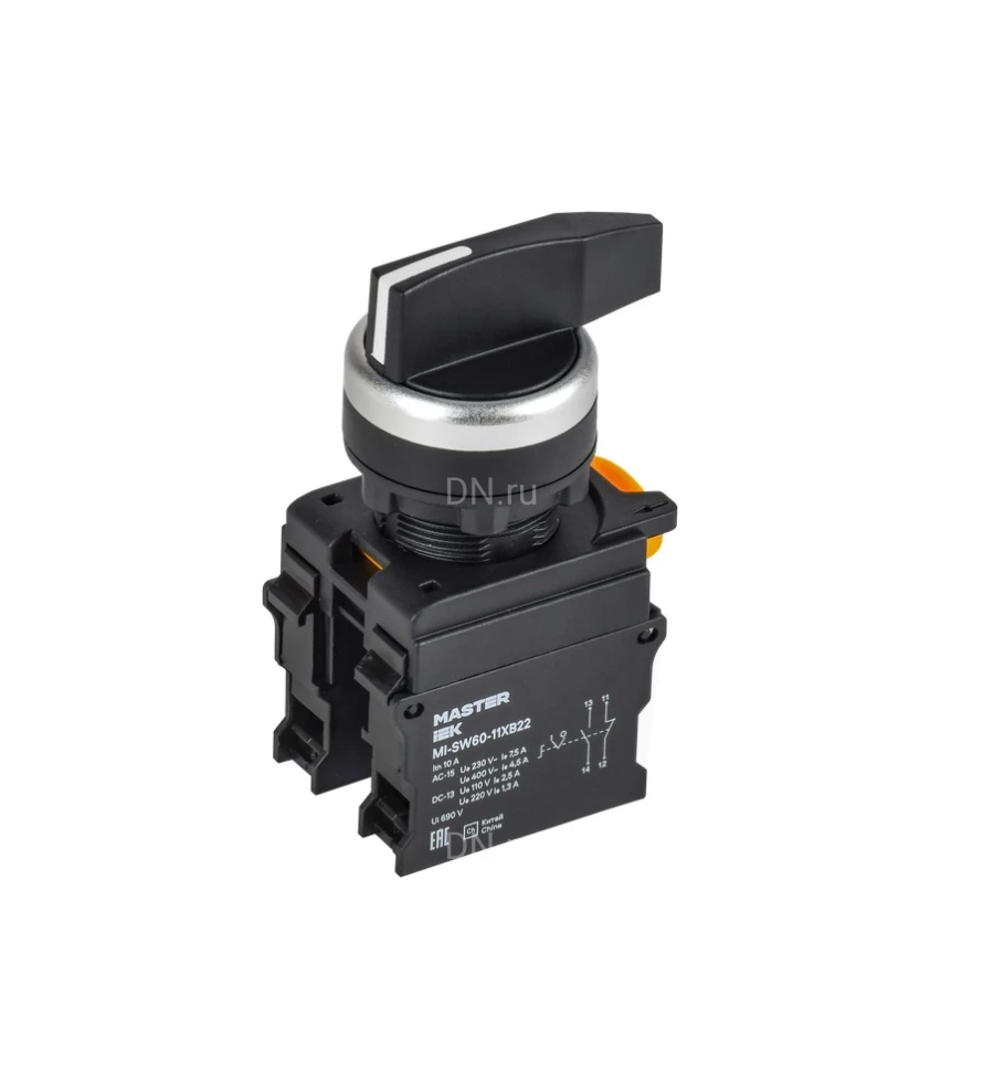 Переключатель возвратный IEK MASTER MI-SW60-11XB22-3-25-2-K02 10А, длинная ручка, 2-позиционный, 2 полюса, степень защиты IP65